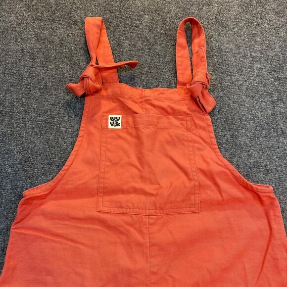 Lucy & Yak Coral Orange Overalls Womens 6 Organic Cotton Straight Leg Dungarees - Picture 2 of 10